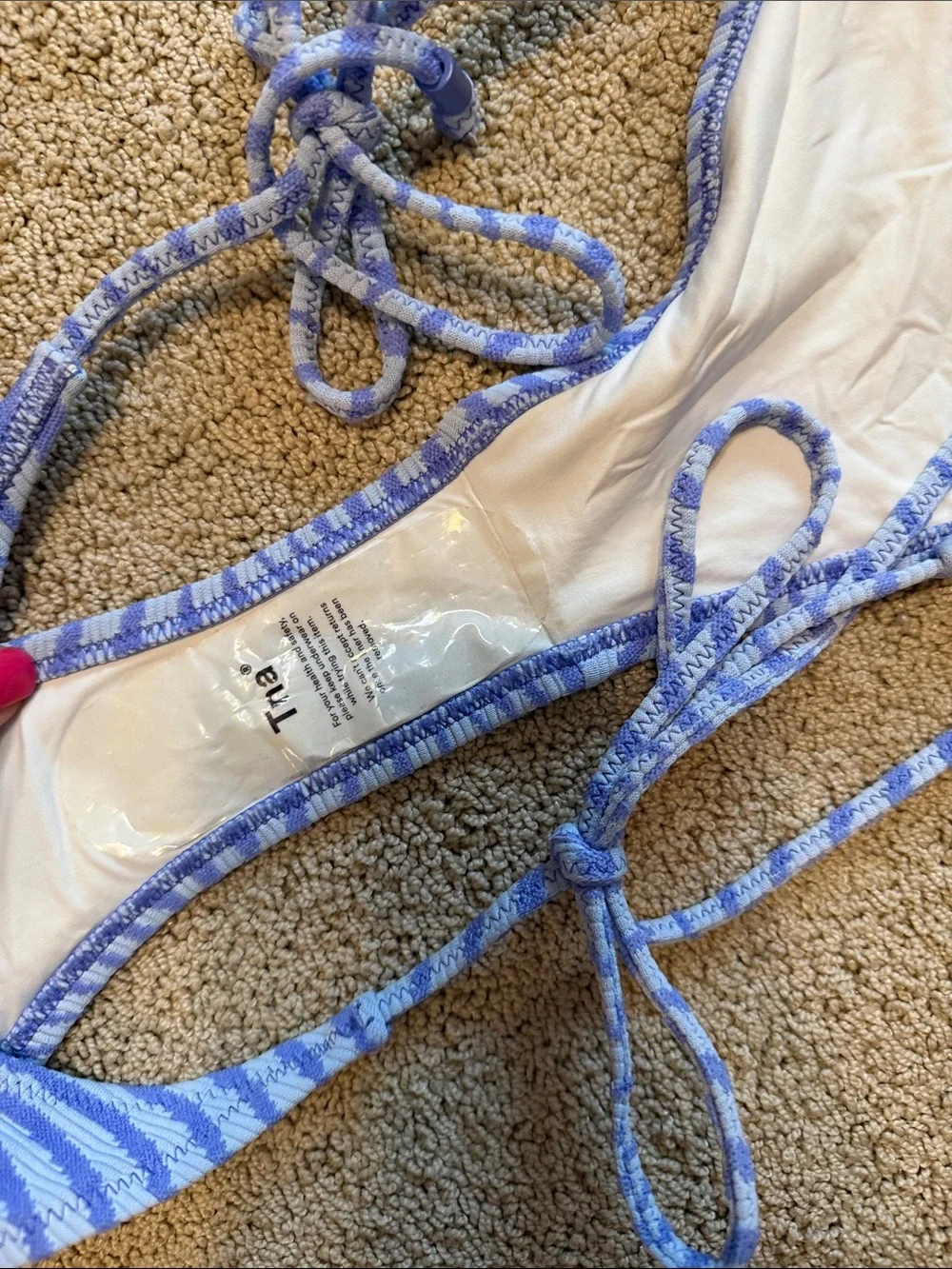 Aritzia Blue & White Wave-Print Tie Bikini